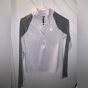 white half-zip sweatshirt